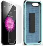 PureGear Soft Blue Dualtek Case Cover + Tempered Glass for iPhone 8 Plus, 7 Plus