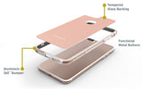 PureGear Rose Gold GlassBak 360 Case Aluminum Bumper for iPhone 8/7/6 PLUS