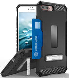 TRI-SHIELD RUGGED CASE CREDIT CARD SLOT COVER + STRAP FOR iPHONE 8 PLUS, 7PLUS
