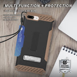 TRI-SHIELD RUGGED CASE CREDIT CARD SLOT COVER + STRAP FOR iPHONE 8 PLUS, 7PLUS
