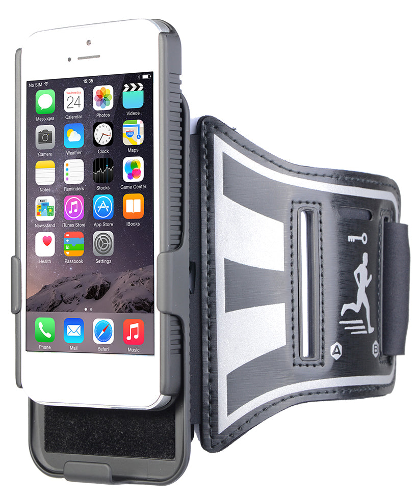 BLACK CASE COVER ARMBAND STRAP COMBO ROTATING/REFLECTIVE FOR