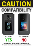 Black Vegan Leather Case with Belt Clip Screen/Keypad Cover for TCL Flip 3 Phone