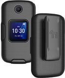 Grid Case Hard Cover and Belt Clip Holster for Alcatel Go Flip 4, TCL FLIP Pro