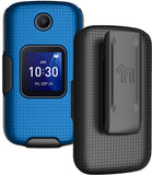 Grid Case Hard Cover and Belt Clip Holster for Alcatel Go Flip 4, TCL FLIP Pro