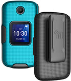 Grid Case Hard Cover and Belt Clip Holster for Alcatel Go Flip 4, TCL FLIP Pro