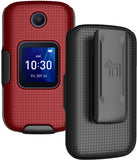Grid Case Hard Cover and Belt Clip Holster for Alcatel Go Flip 4, TCL FLIP Pro