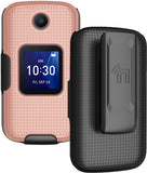 Grid Case Hard Cover and Belt Clip Holster for Alcatel Go Flip 4, TCL FLIP Pro