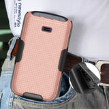 Grid Case Hard Cover and Belt Clip Holster for Alcatel Go Flip 4, TCL FLIP Pro