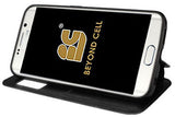 BLACK INFOLIO WINDOW WALLET CREDIT ID CARD CASE STAND FOR SAMSUNG GALAXY S6 EDGE