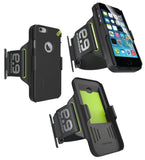 PUREGEAR HIP SPORTS BLACK/LIME ARMBAND + CASE STAND FOR APPLE iPHONE 6 6s
