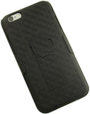 BLACK WEAVE KICKSTAND HARD CASE + BELT CLIP HOLSTER STAND FOR iPHONE 6 PLUS 5.5"