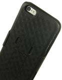 BLACK WEAVE KICKSTAND HARD CASE + BELT CLIP HOLSTER STAND FOR iPHONE 6 PLUS 5.5"