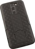 BLACK KICKSTAND CASE COVER + BELT CLIP HOLSTER FOR LG TRIBUTE 5, TREASURE, K7