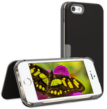 PUREGEAR BLACK FOLIO WALLET CASE COVER CARD SLOT STAND FOR iPHONE 5 5s SE (2016)
