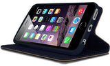 BROWN NAVY INFOLIO WALLET CREDIT CARD ID CASH CASE STAND FOR iPHONE 6 PLUS 5.5"