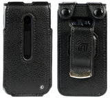 Black Vegan Leather Case with Belt Clip for LG Wine 2 LTE Flip Phone (LM-Y120)
