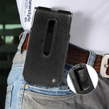Black Vegan Leather Case with Belt Clip for LG Wine 2 LTE Flip Phone (LM-Y120)