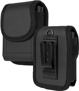 Black Leather Case Belt Clip Harness Pouch for Motorola RAZR+ 2023 / Z Flip 5