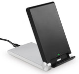 SILVER BLACK 3-COIL WIRELESS CHARGER PAD FOLDING ADJUSTABLE STAND FOR PHONE
