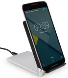 SILVER BLACK 3-COIL WIRELESS CHARGER PAD FOLDING ADJUSTABLE STAND FOR PHONE