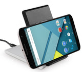 SILVER BLACK 3-COIL WIRELESS CHARGER PAD FOLDING ADJUSTABLE STAND FOR PHONE