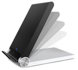 SILVER BLACK 3-COIL WIRELESS CHARGER PAD FOLDING ADJUSTABLE STAND FOR PHONE