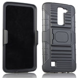 BLACK GRIP RING CASE + BELT CLIP HOLSTER STAND FOR LG TRIBUTE-5, TREASURE, K7
