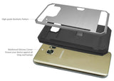 SILVER RUGGED TPU HARD CASE CREDIT CARD SLOT STAND FOR SAMSUNG GALAXY S7 EDGE