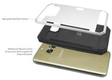 WHITE RUGGED TPU HARD CASE CREDIT CARD SLOT STAND FOR SAMSUNG GALAXY S7 EDGE
