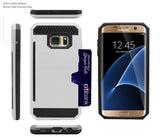 WHITE RUGGED TPU HARD CASE CREDIT CARD SLOT STAND FOR SAMSUNG GALAXY S7 EDGE
