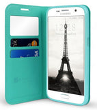 MINT GREEN WINDOW WALLET CREDIT ID CARD CASE STAND FOR SAMSUNG GALAXY S7 EDGE