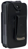 Black Vegan Leather Case with Belt Clip Screen/Keypad Cover for TCL Flip 3 Phone