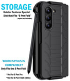 Rugged Case + Holster Belt Clip with Stand and S Pen Holder for Galaxy Z Fold 5