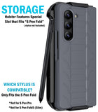 Rugged Case + Holster Belt Clip with Stand and S Pen Holder for Galaxy Z Fold 5