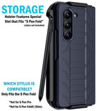 Rugged Case + Holster Belt Clip with Stand and S Pen Holder for Galaxy Z Fold 5