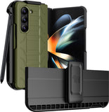 Rugged Case + Holster Belt Clip with Stand and S Pen Holder for Galaxy Z Fold 5