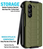 Rugged Case + Holster Belt Clip with Stand and S Pen Holder for Galaxy Z Fold 5