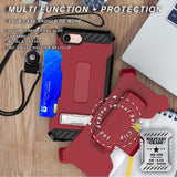 Tri-Shield Rugged Case Stand Card Slot Strap and Belt Clip for iPhone 8, 7