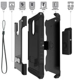 Tri-Shield Rugged Case Cover + Belt Clip Holster + Lanyard Strap for LG Stylo 5