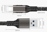 USB-C / USB-A Rugged Braided Charge/Sync Cable for Phone - 2 Meter Long 6.5 feet