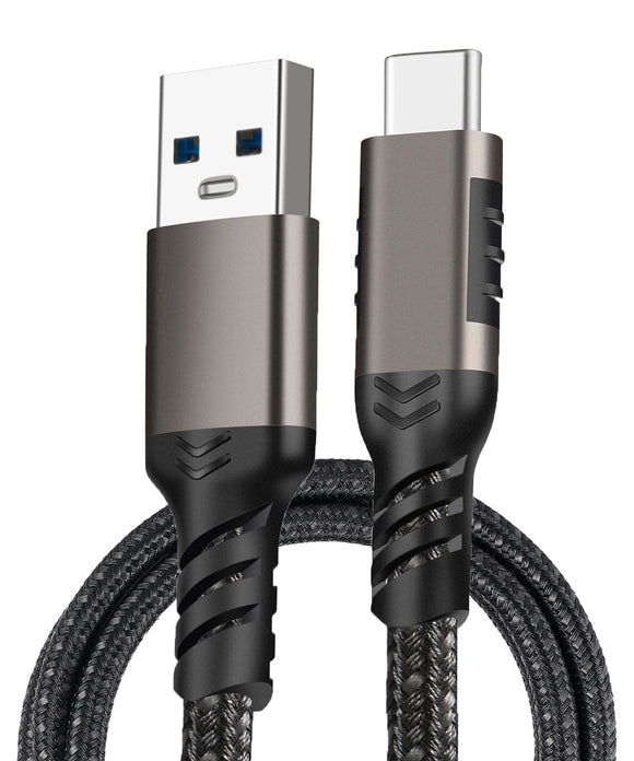 USB-C / USB-A Rugged Braided Charge/Sync Cable for Phone - 2 Meter Long 6.5 feet