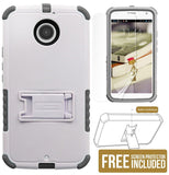 WHITE GRAY TRI-SHIELD CASE STAND SCREEN PROTECTOR FOR MOTOROLA MOTO-X 2nd GEN