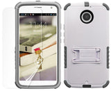 WHITE GRAY TRI-SHIELD CASE STAND SCREEN PROTECTOR FOR MOTOROLA MOTO-X 2nd GEN