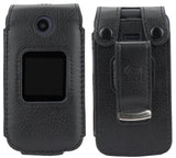 Leather Case Screen Cover Belt Clip for Alcatel Go Flip 4, TCL FLIP Pro Classic