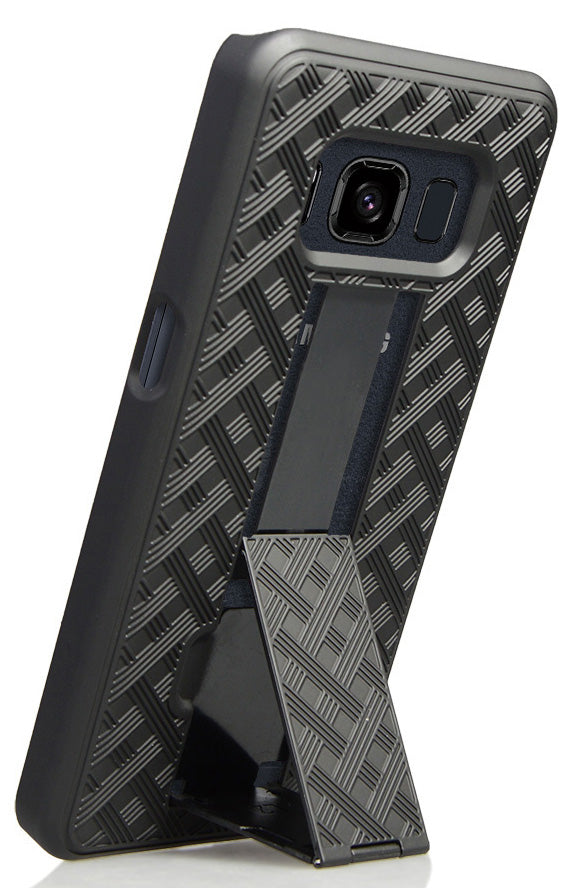 Black Kickstand Slim Case Hard Cover for Samsung Galaxy S8 Active (SM-G892)