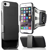 Slim Case + Armband + Belt Clip Holster for iPhone SE 2022 2020 - Black
