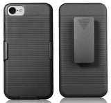 Slim Black Ribbed Case Cover and Belt Clip Holster Combo for iPhone 8, iPhone 7