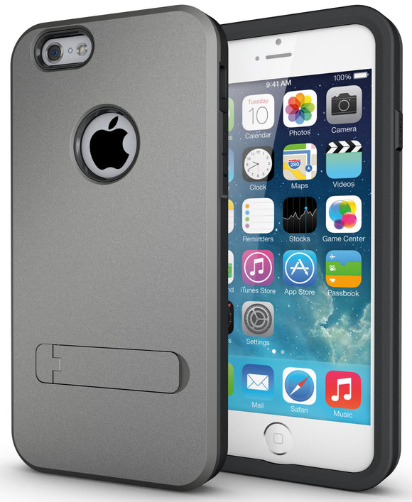 GRAY SLIM TOUGH SHIELD MATTE ARMOR HYBRID CASE COVER SKIN FOR iPHONE 6 (4.7