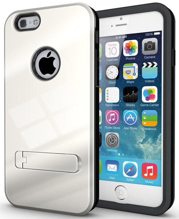 WHITE SLIM TOUGH SHIELD GLOSSY ARMOR HYBRID CASE COVER SKIN FOR iPHONE 6 (4.7