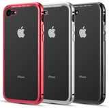 Magnetic Snap Case Cover Clear Hard Tempered Glass Back for Apple iPhone 8/7